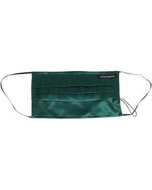 Dolce & Gabbana Green Silk Pleated Elastic Ear Strap Face Mask
