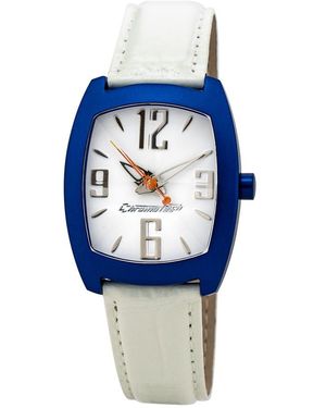 Chronotech White Leather Watch - Blue