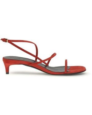 KHAITE Multicolor Calf Leather Bos Taurus Stiletto Heel Sandals - Red