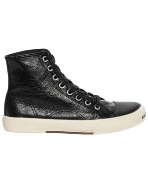 Balenciaga Paris Leather Trainers - Black
