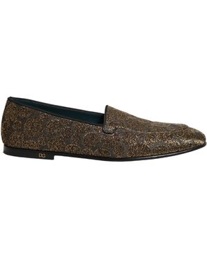 Dolce & Gabbana Gold Striped Sequin Embellished Loafer Shoes  display picture 3
