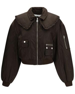 Ganni Duchesse Nylon Bomber Jacket - Black