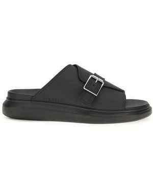 McQueen Black Calf Leather Bos Taurus Platform Sandals