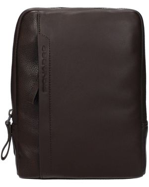 Piquadro Brown Leather Crossbody Bag - Black