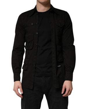 Dolce & Gabbana Cotton Collared Button Down Shirt - Black