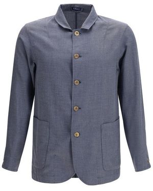 Finamore 1925 Gray Wool Oves Aries Jacket - Blue