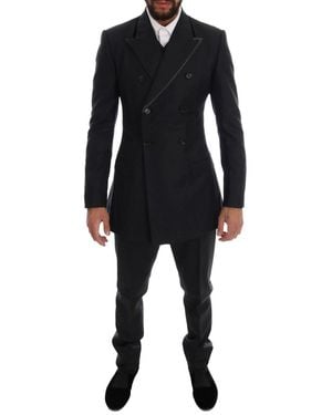 Dolce & Gabbana Grey Wool Double Breasted 3 Piece Suit - Multicolour