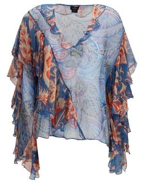 Etro Multicolour Silk Pattern Shirt - Blue