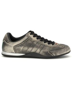Gucci Black Calf Leather Bos Taurus Low Top Trainers - Grey