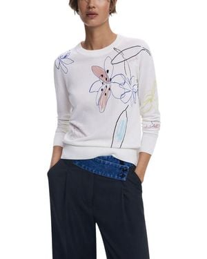 Desigual Cream Viscose Sweatshirt - Blue
