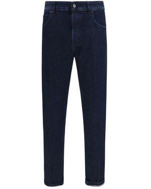 PT Torino Blue Cotton Tapered Jeans
