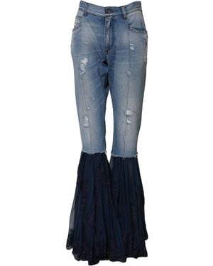Dolce & Gabbana Blue Cotton High Waist Flared Denim Jeans