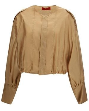 THE LATEST Beige Lycra Blouse - Natural