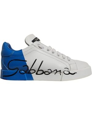Dolce & Gabbana Logo Portofino Trainers Shoes - Blue
