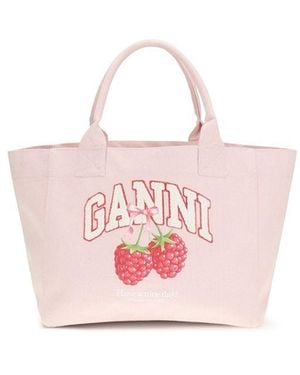 Ganni Multicolour Cotton Shoulder Bag - Pink