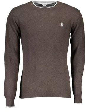 U.S. POLO ASSN. Brown Wool Men Jumper