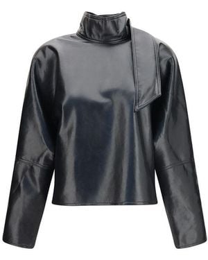 Agolde Black Recycled Leather Shirt - Grey