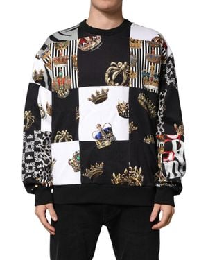 Dolce & Gabbana Multicolor Crown Print Sweatshirt Sweater - Gray