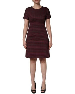 Dolce & Gabbana Red Black Chequered Shortsleeve Sheath Dress