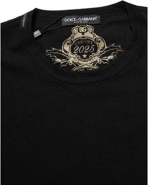 Dolce & Gabbana Black Cotton Crew Neck Short Sleeves T