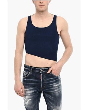 DSquared² ² Asymmetrical Cut Knitted Cropped Top - Blue