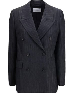 Ferragamo Gray Fleece Wool Blazer - Blue