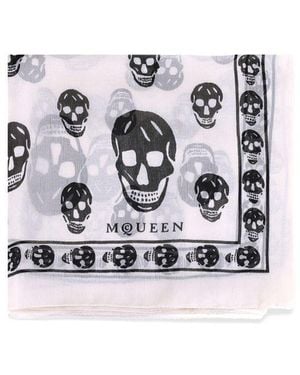McQueen Silk Skull Scarf - White