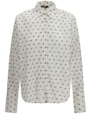Gcds White Cotton Pattern Shirt - Grey