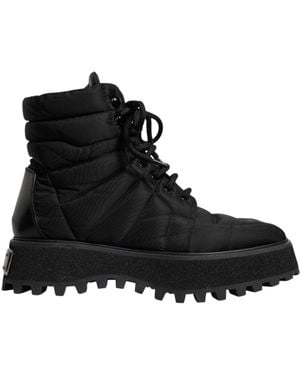 Dolce & Gabbana Quilted Nylon Laceup Boots - Black