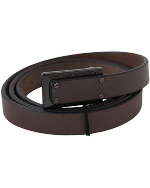 CoSTUME NATIONAL Brown Leather Tactical Logo Buckle Dark