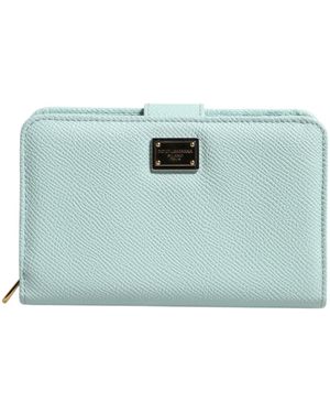 Dolce & Gabbana Mint Green Leather Bifold Continental Clutch Wallet - Blue
