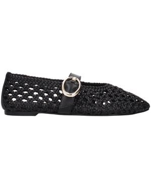 Stuart Weitzman Black Leather Ballet Flats