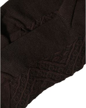 Dolce & Gabbana Dark Brown Cotton Knit Knee High Accessory One Size Socks - Black