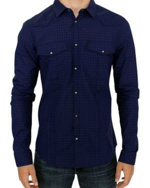 CoSTUME NATIONAL C'n'c Chequered Cotton Shirt - Blue