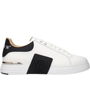 Philipp Plein White Leather Low Top Trainers