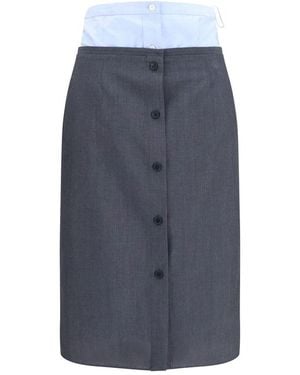 Prada Grey Cotton Midi Skirt - Blue
