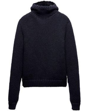 Prada Wool Hooded Jumper - Blue