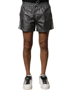 Dolce & Gabbana Grey Polyester Mid Waist Casual Bermuda Shorts - Black