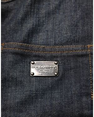 Dolce & Gabbana Black Cotton Spandex Low Waist Denim Mini Skirt - Grey
