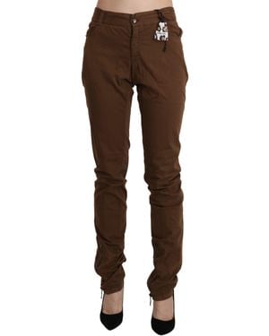 Ermanno Scervino Chic High Waist Skinny Cotton Trousers - Black