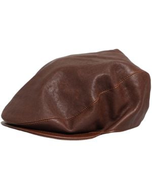Dolce & Gabbana Men Brown Lamb Leather Newsboy Cloth Capello Hat