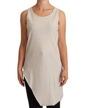 Max Mara Light Gray 100% Cotton Sleeveless Razor Back Tank Top - Natural