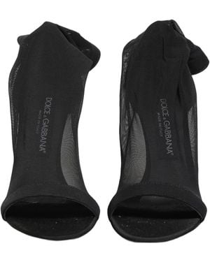 Dolce & Gabbana Black Nylon Mesh Sock Style Boots Shoes