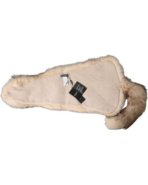 Dolce & Gabbana Brown Frost Fox Fur Neck Warmer Winter Scarf - Natural