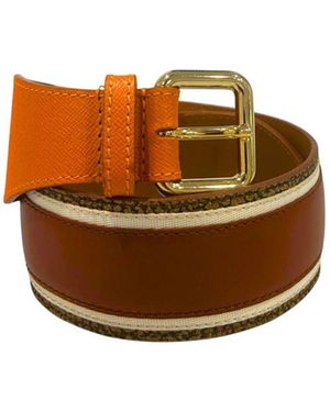 Borbonese Orange Leather Belt - Brown