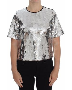 Dolce & Gabbana Dolce Gabbana Sequin Top T-Shirts - Grey