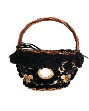 Dolce & Gabbana Chic & Straw Snakeskin Bucket Bag - Black