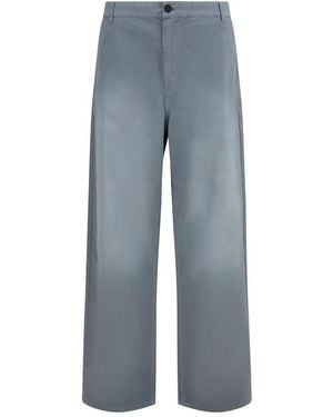 Miu Miu Grey Cotton Casual Trousers - Blue