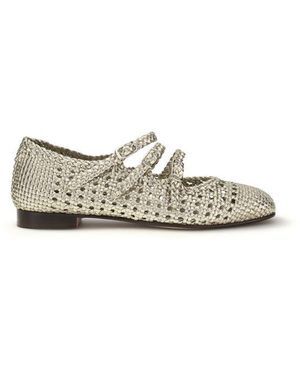 CAREL PARIS Silver Calf Leather Bos Taurus Ballet Flats - Metallic