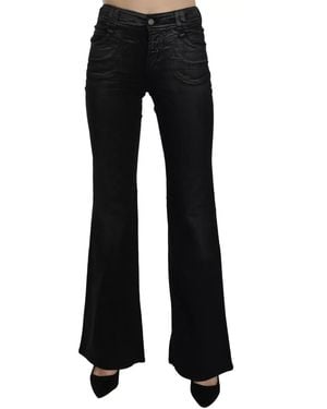 John Galliano Black Washed High Waist Flared Denim Casual Trousers Jeans